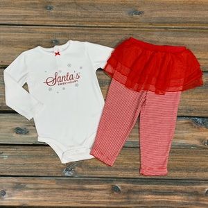 Carter's 18 Month Girl "Santa's Sweetheart" Bodysuit & Tutu Pants Set